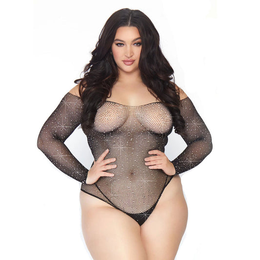 Leg Avenue Crystalized Long Sleeve Body Plus Size UK 18 to 22